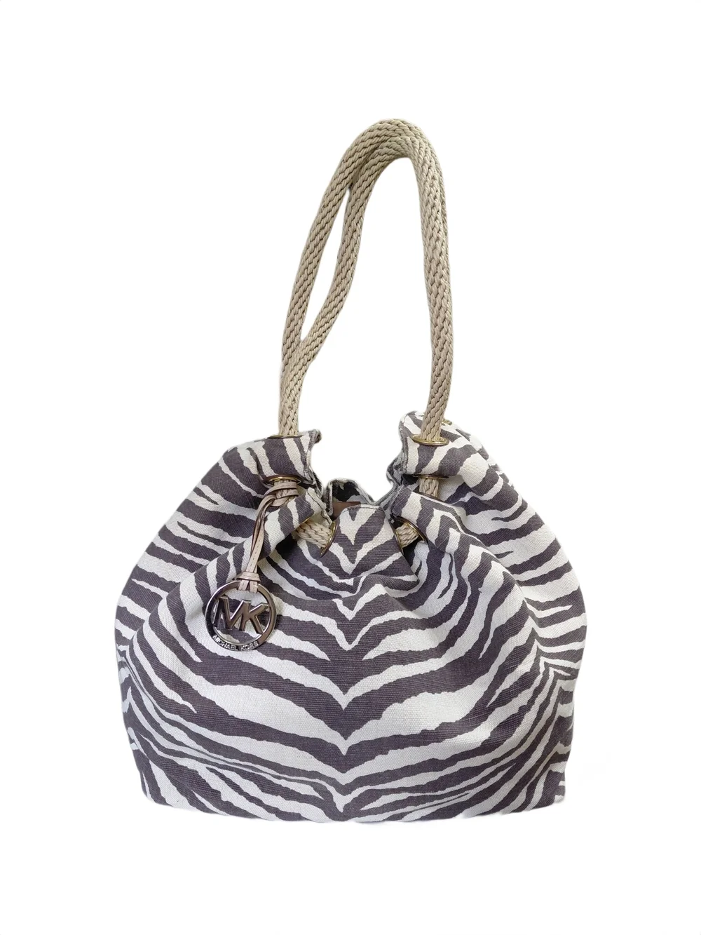 Michael Kors Zebra Print Canvas Shoulder Bag Satchel